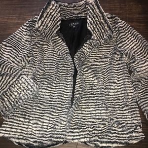 Faux fur striped jacket